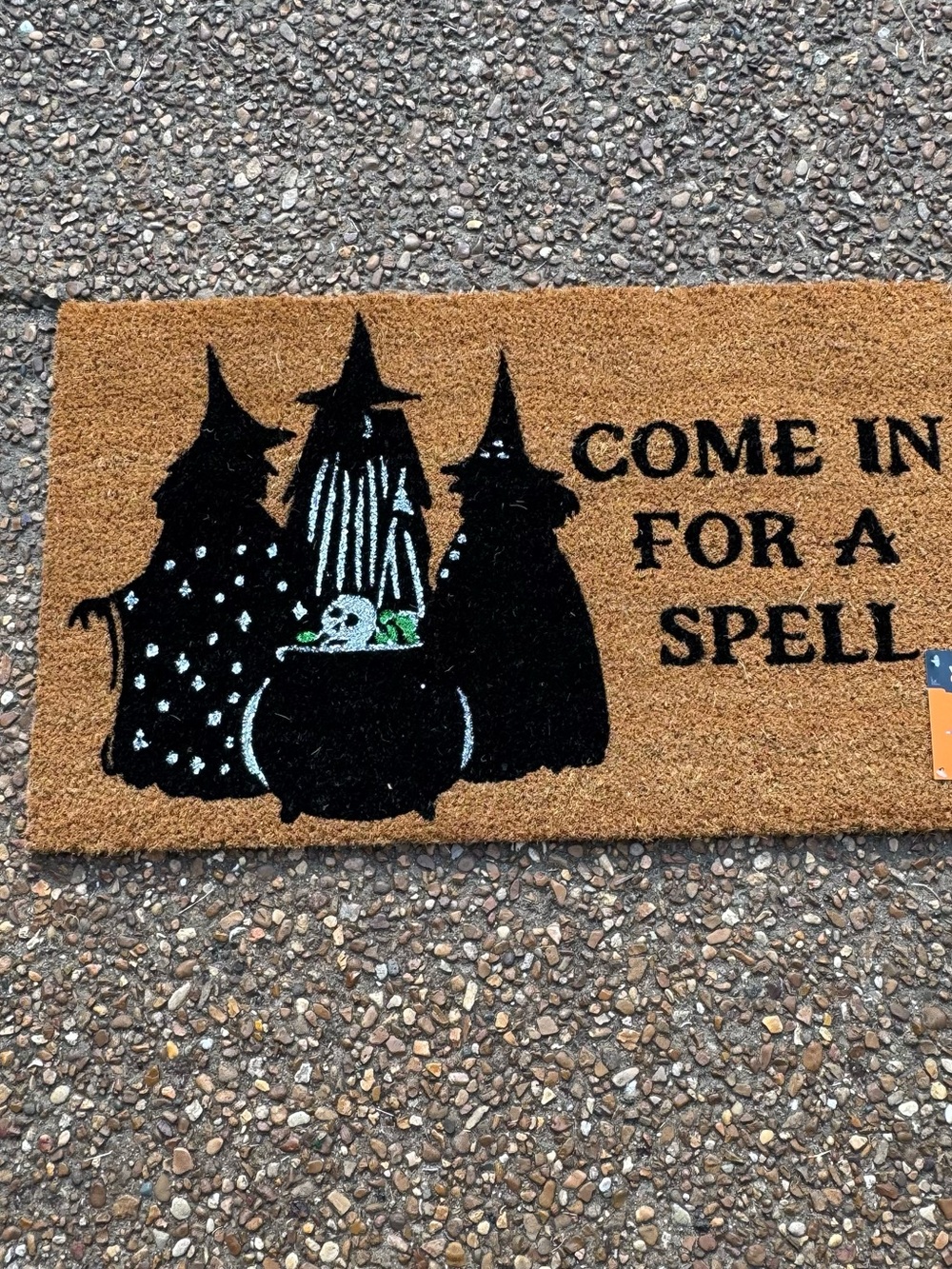 Come In For a Spell Halloween Coir Doormat - Black on Natural